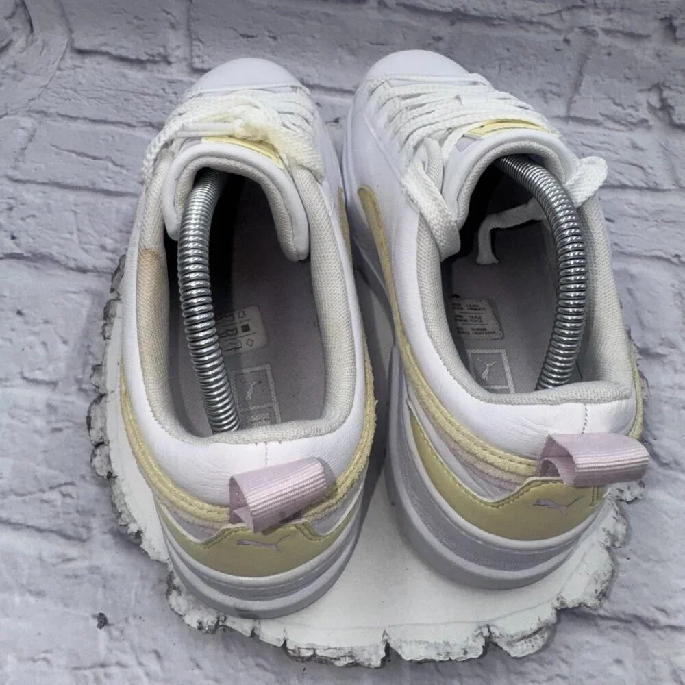 Puma Women's Size 11 Mayze Platform White Yellow Pink Sneakers Casual Shoes - Picture 7 of 12